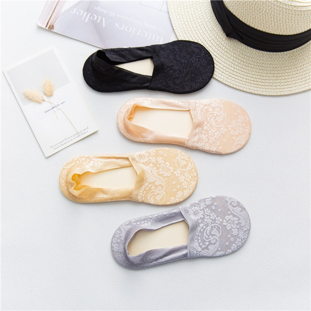 4 Pairs Women Lace Ankle No Show Socks - Picture 5 of 8